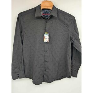 Robert Graham‎ NWT Shirt Men Black Flip Cuff Abstract Geometric Button Up Sz 3XL